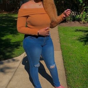 Off the shoulder body suit